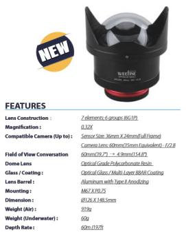 WeeFine WFL-09S  60mm M67 0.32x UNDERWATER ULTRA-WIDE ANGLE CONVERSION LENS
