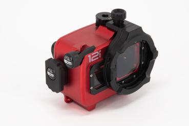 Front view of the Isotta GoPro housing with the bayonet lens holder mounted (housing not included).