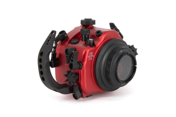 Isotta Macro Port mounted on an underwater housing (housing not included) showing the professional camera setup.